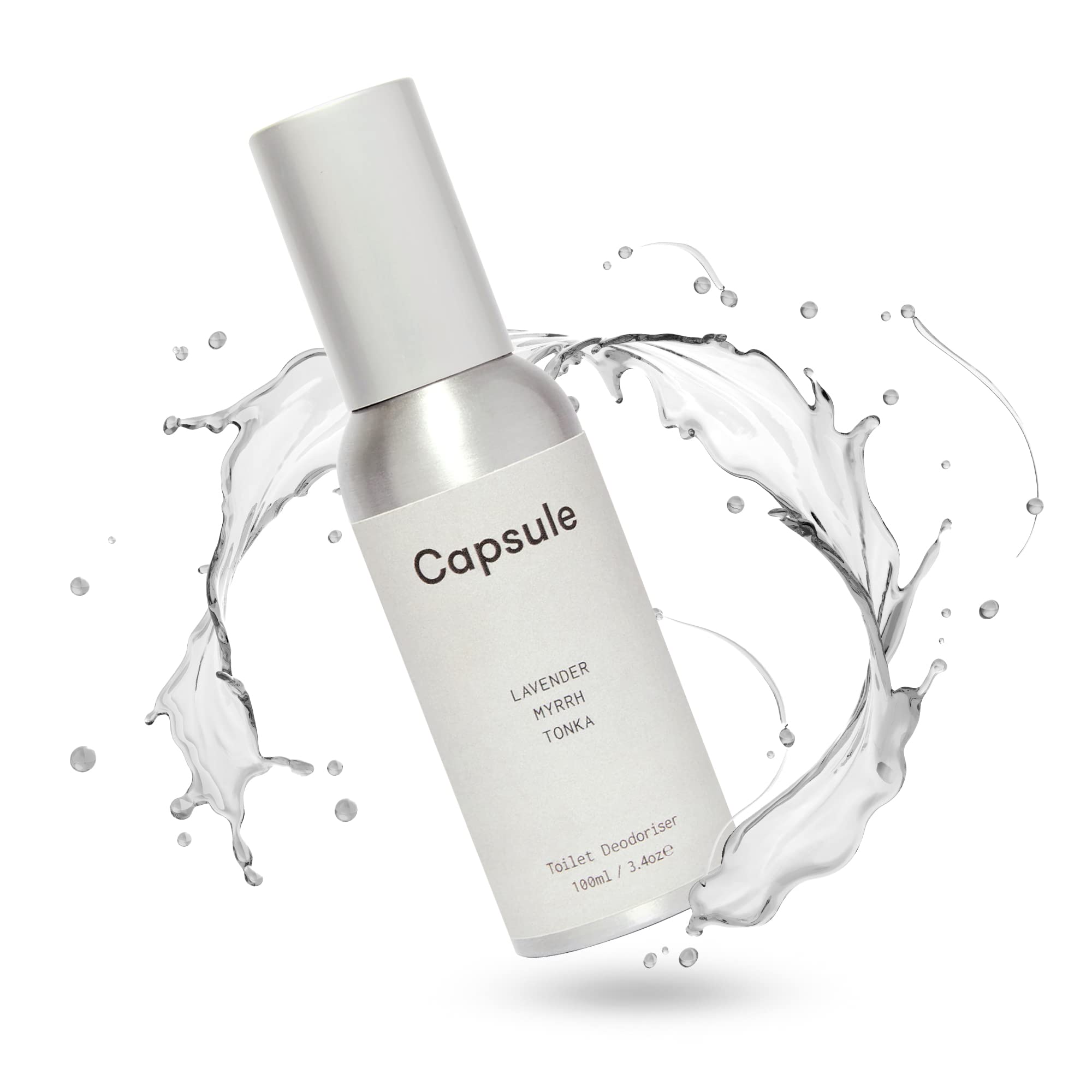 Capsule - Air Freshener Spray for Before and After Toilet Use, Potent Air Freshener for Home and Office Bathroom, In a Portable Toilet Spray Bottle (Lavender, Myrrh and Tonka Bean Scent, 100 ml)