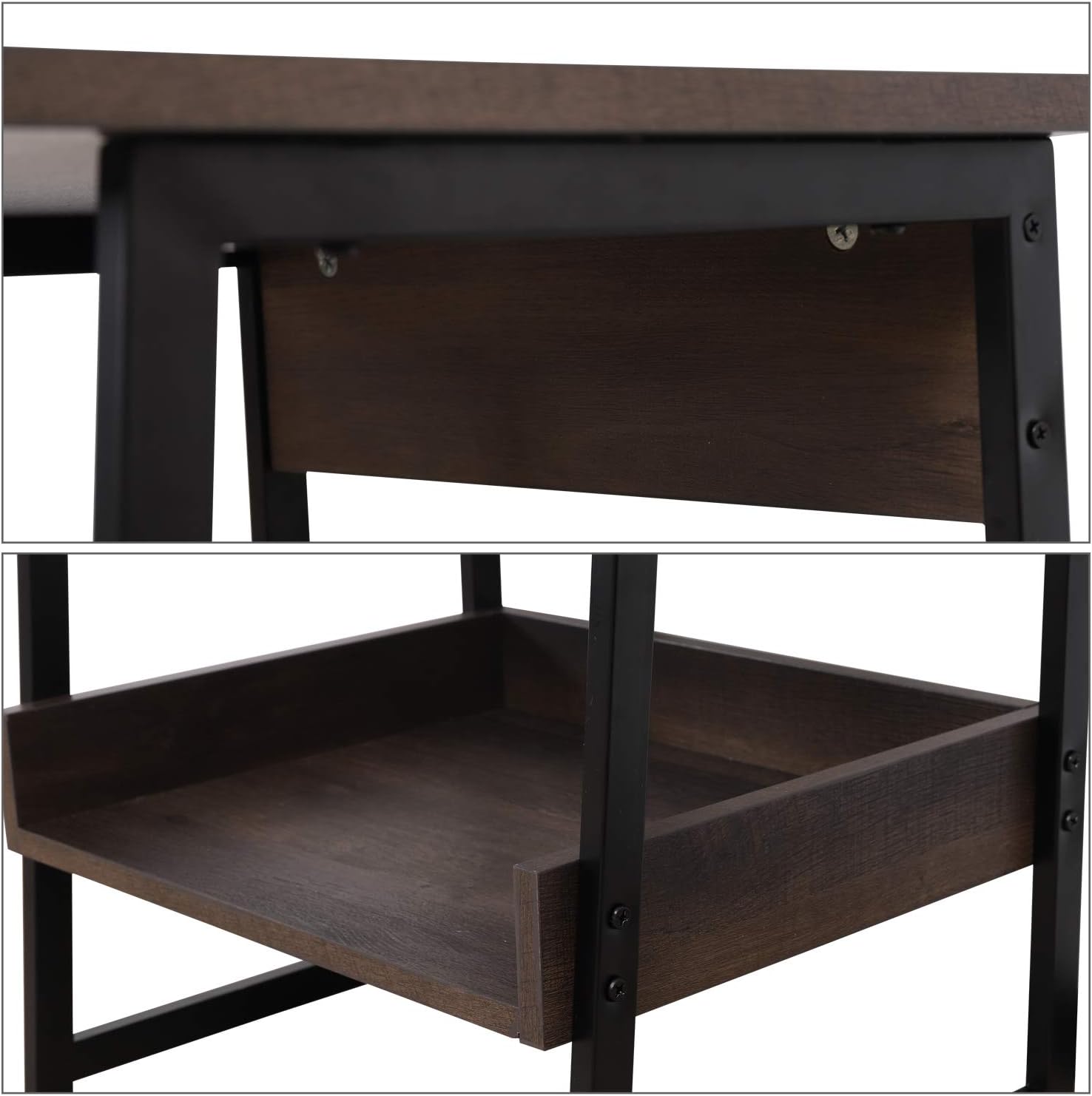 Sekey Home End Table, 2-Tier Side Table with Storage Shelf, Sturdy and Easy Assembly, Wood Look Accent Furniture with Metal Frame, Smoky Oak: Kitchen & Dining
