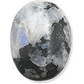 Gemstone Rainbow Moonstone Carved Palm Stone/Pocket Palm Stone/Reiki Healing & Crystal Grid for Natural Body Chakra Balancing