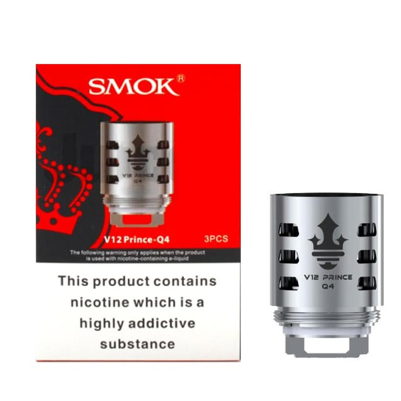 SMOK V12 Prince Q4 Replacement Coils, 0.4 Ohm, Works for Stick P-25, X-PRIV Baby, TFV12 Prince Tank Atomizer, SMOK Vaping Coils, Pack of 3, No Nicotine