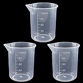 Waziaqoc 100ml/3.4oz Plastic Graduated Beaker, 3 Pack, Transparent | PP Material, Measuring Cup, Mixing Cup, For Kitchen Lab
