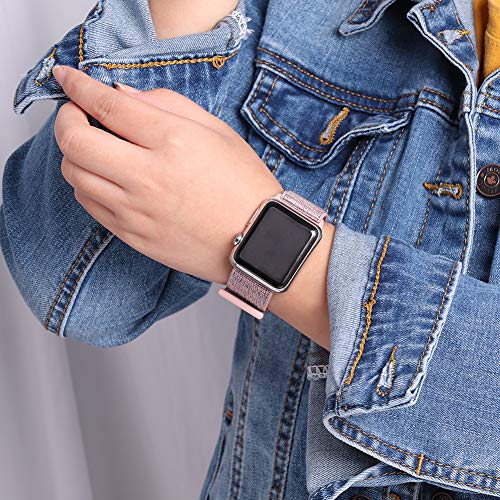 HILIMNY Compatible for Apple Watch Band 38mm 40mm, Sport Band Adjustable Closure Wrist Strap, Replacement Band Compatible for iWatch Series 5 4 3 2 1 (38mm 40mm, Pink Sand)