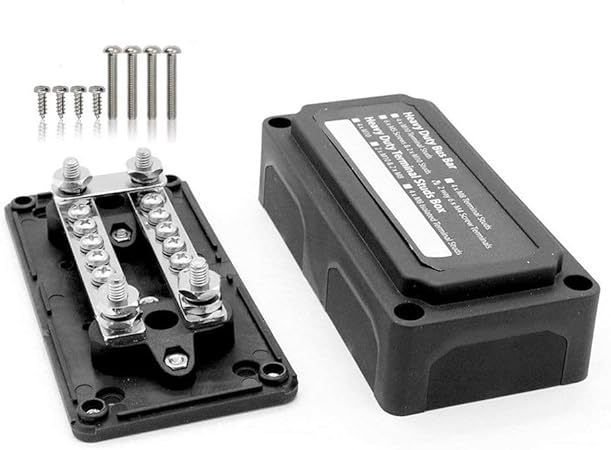 Conral 4 Poliger Hochleistungsmodulaufbau Stromverteilungsblock Sammelschienenkasten Sammelschienennegativ Verteilerkasten Anschlussblock 100a Dc 48v Amazon De Garten