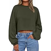 Trendy Queen Cropped Sweatshirts for Women Oversized Crewneck Sweaters Long Sleeve Tops Fall Winter Clothes 2026