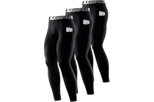 SILKWORLD Men's 1~3 Pack Compression Pants Pockets Cool Dry Gym Leggings Baselayer Running Tights