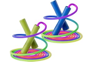 HOMELLO Cotton Jump Rope for Kids - Wooden Handle - Adjustable Cotton Braided Fitness Skipping Rope - Outdoor Fun Activity, Great Party Favor, Exercise Activity, Pack of 2