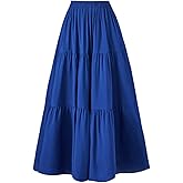 OSTOO Women's Summer Long Flowy Renaissance Skirt with Pockets - Boho High Waist A-Line Maxi Skirt