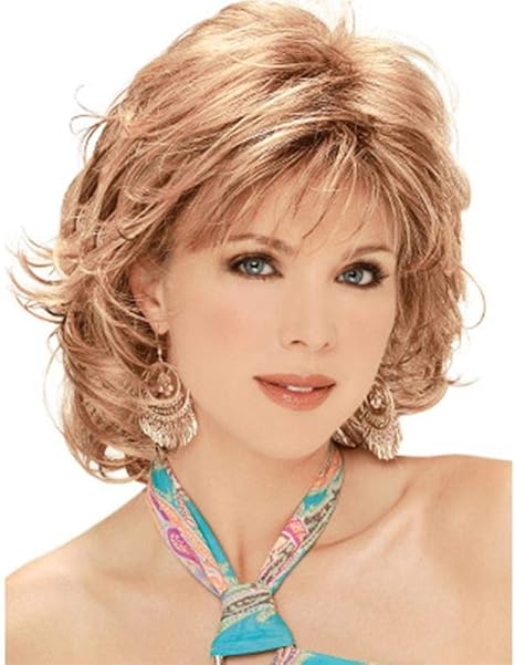 Amazon Co Jp Kanulan 100 通気性のコスプレレディ女子ショートウェービーヘアウィッグ耐熱カラー ゴールド イエロー ホーム キッチン