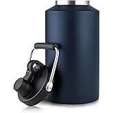 1 Gallon Water Bottle Keeps Ice 48Hr Wide Mouth, Insulated Large Gallon Water Jug - Leakproof Vacuum Thermos Flask for Gym, Camping, & Construction Navy Blue