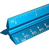 Rena Chris Architectural Scale Ruler: 12" Imperial Aluminum Alloy Metal Architecture Measuring Tools, Engineering Drafting Construction Drawing Blueprints Triangular Architect Scaling Rulers 12 Inches