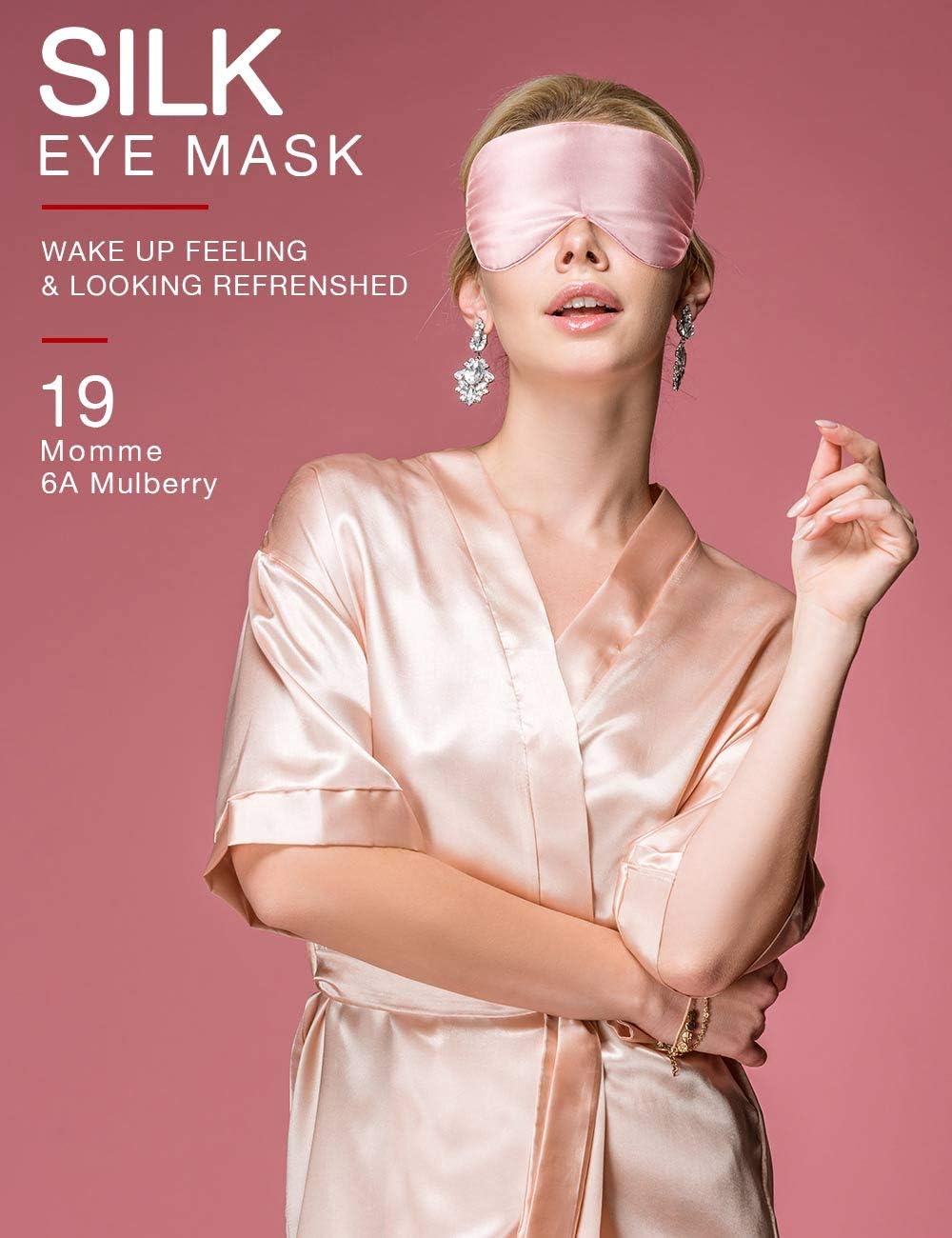 Natural Silk Sleep Mask, Super-Smooth & Soft Eye Mask with Adjustable Strap, Blindfold, Perfect Blocks Light, Pressure Free for A Full Night's Sleep (Pink): Health & Personal Care