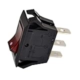 HQRP Red Lighted Rocker Switch ON Off 3 Prong 15A