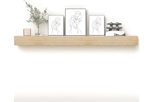 POPRHINO Fireplace Mantel Shelve, Solid Wood Baked Finish Wall-Mounted Floating Shelf for Over Fireplace, Handcrafted Floating Fireplace Mantels with Wooden Bracket, 80 x 8 x 6 Inches