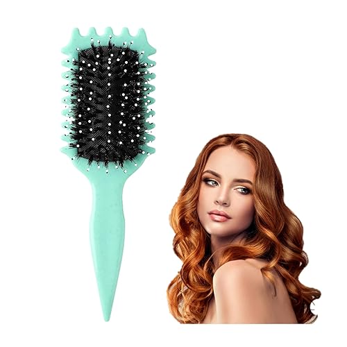 Curl Defining Brush, Curly Hair Brush Shaping and Defining Hair Styling comb for Detangling, Shaping, Curls Reducing Pulling and Curl Separation for Women Men (Green)