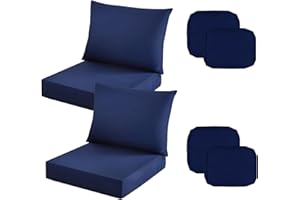 TECOSARA Outdoor Seat Cushion Cover Set of 4, Patio Cushion Covers Replacement Waterproof Backrest and Deep Seat Cushion Cove