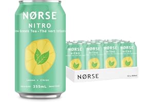 Norse Brew Nitro Cold Brew Green Tea with Lemon, Brewed in Canada, 355ml can x 12-Pack