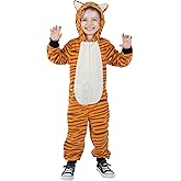 Sincere Party Tiger Onesie Novelty Tiger Jumpuit with EMB Face Costume for Kids M(6-8)