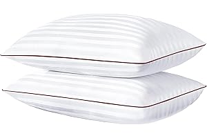 Glaciman Bed Pillows for Sleeping Set of 2, Hotel Quality Pillows 2 Pack for Side and Back Sleepers, Breathable Cover and Soft Down Alternative Filling, Red Piping, 20x28 inch