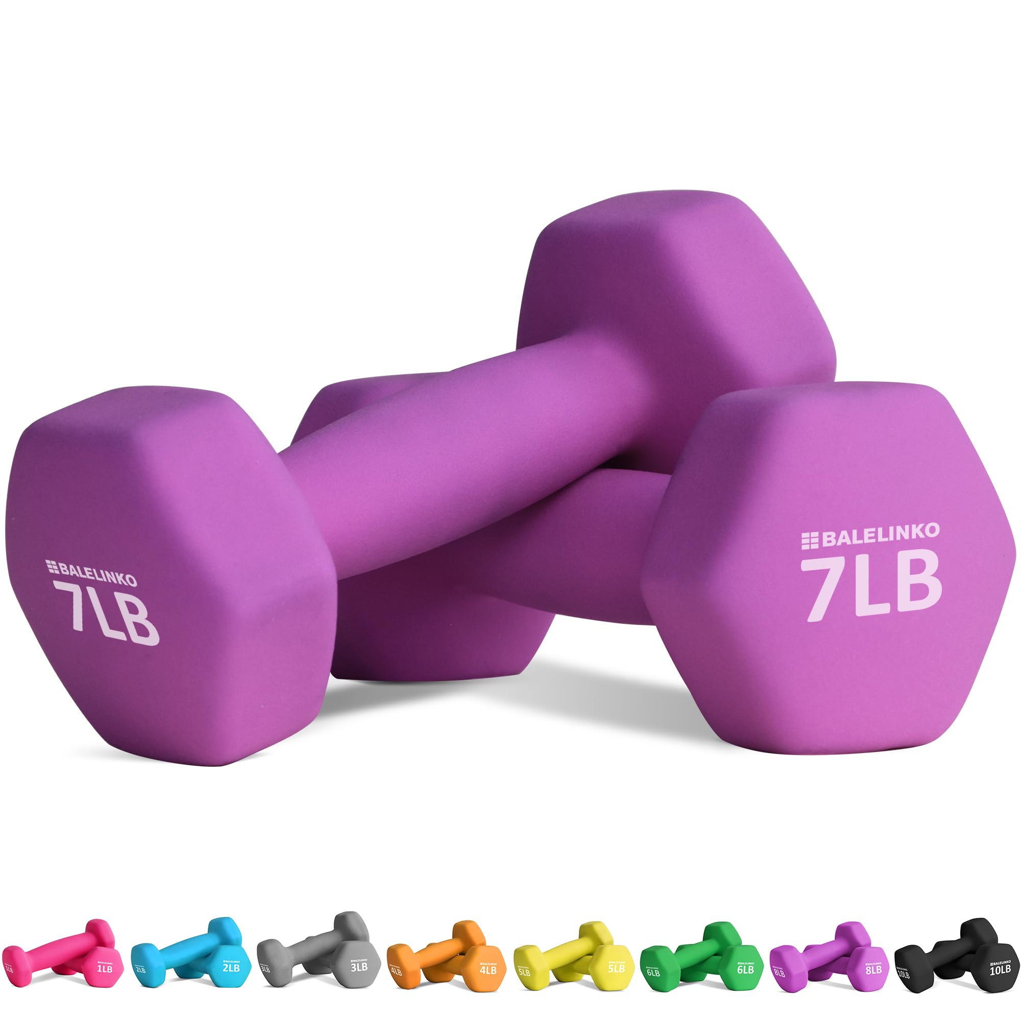 Balelinko Home Gym Equipment Workouts Strength Training Weight Loss Pilates Weights Yoga Sets Weights for Women, Men, Seniors and Youth, 7LB Purple, Pair Image