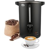 30-Cup 6L Commercial Coffee Urn, Festa Essential 750W Double Wall Large Percolate Coffee Maker Stainless Steel Hot Water Urn Dispenser with Double Dripless Faucet, Quick-Brewing for Catering, Black