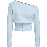 CIDER Off The Shoulder Sweaters for Women Cute Long Sleeve One Shoulder Fall Outfits Knit Pullover Sweater Tops Trendy