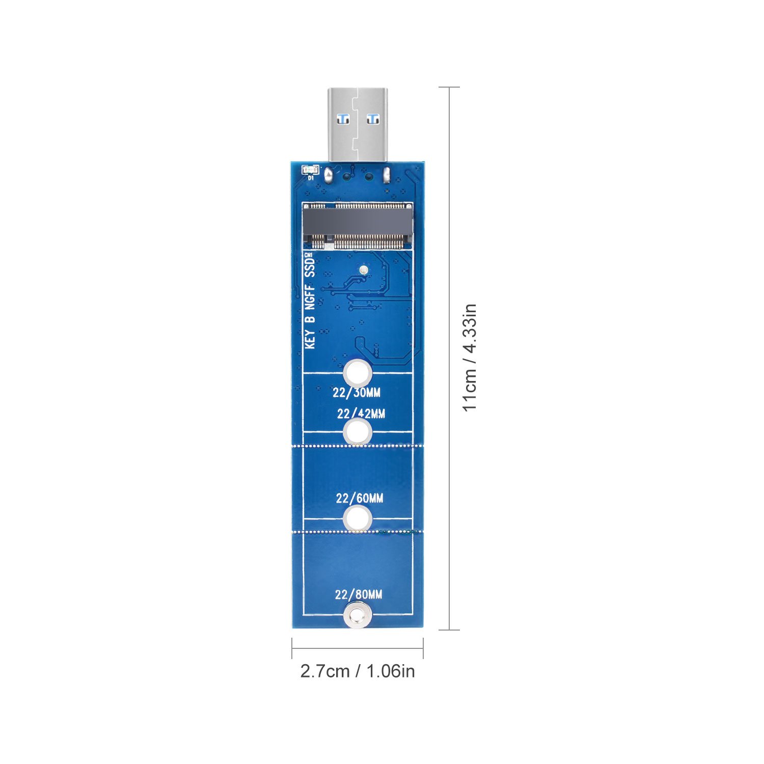 ELUTENG M.2 SATA/NGFF to USB Adapter (Not for NVME/PCIE SSD) B Key and B&M Key SSD to USB 3.0 Reader Card Compatible for M.2 SATA NGFF USB Drive Coverter Adapter 5Gbps