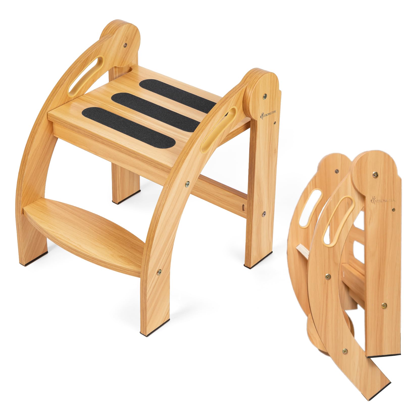 Photo 1 of StrongTek Kids Step Stool with Wide Step & Safety Handrails, Foldable Stool, 12-Inch Height for Stability, Rubber Grip, Compact Design for Easy Storage, Ideal for Bathroom, Bedroom & Kitchen Use