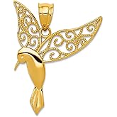 JewelryWeb 14k Yellow Gold Polished Hummingbird Pendant Necklace Pendant for Women