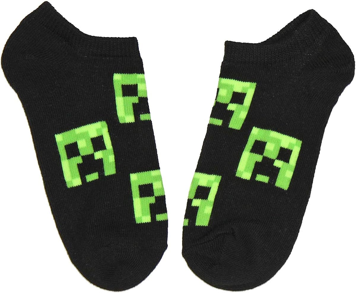 Minecraft Kids Classic Heros And Monsters 5PK No Show Socks (4/6): Clothing