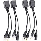 Passive PoE Injector and Splitter Kit with 5.5x2.1 mm DC Power Adaptor Connector 2 Pairs