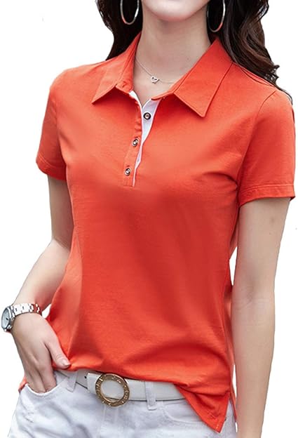 Amazon ポロシャツ レディース 半袖 長袖 スリム 無地 ゴルフウェア テニスウェア スポーツ ポロ シャツ 細身 襟付きシャツ 綿 トップス ストレッチ 9色 M 5xl ゴルフシャツ 通販