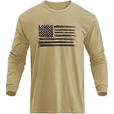 H HYFOL Men's Graphic T-Shirts USA Flag Cotton Long Sleeve American Patriotic Crewneck Regular Tee Shirts