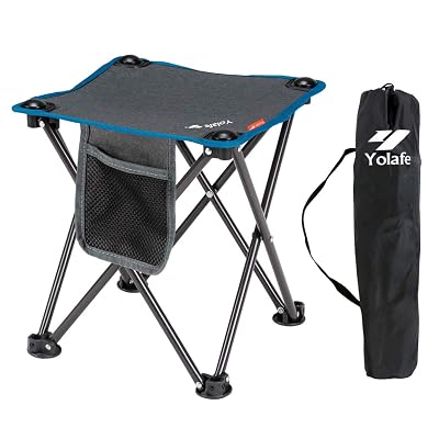 Yolafe Camping Stool, Lightweight Sturdy Portable Stool with Side Pocket,Sets Up in 1 Seconds, Folding Stool for Camping, Fishing, Hiking, Camping