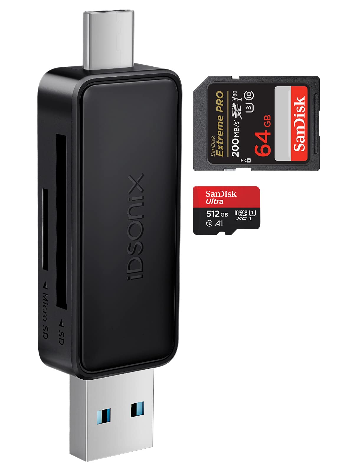 External Memory Card Readers 2-in-1 - iDsonix USB Card Reader 2.0, USB Type C/A XD Card Reader OTG Adapter for MacBook, iPad Pro 2021, iPad Air 5, Huawei P30/P20/P10/Mate 20/10 and More