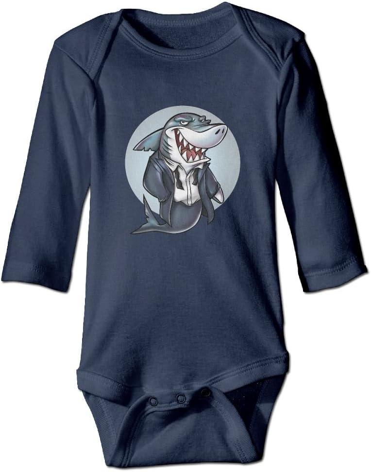 Mr.Mako Shark In New Jersey Long Sleeve Baby Onesies Boys Girls Baby Outfits 100% Cotton