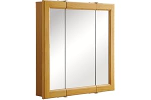Design House 24 Inch Bathroom Medicine Cabinet, Wall Mount, Mirrored, Honey Oak, 545277-HOK
