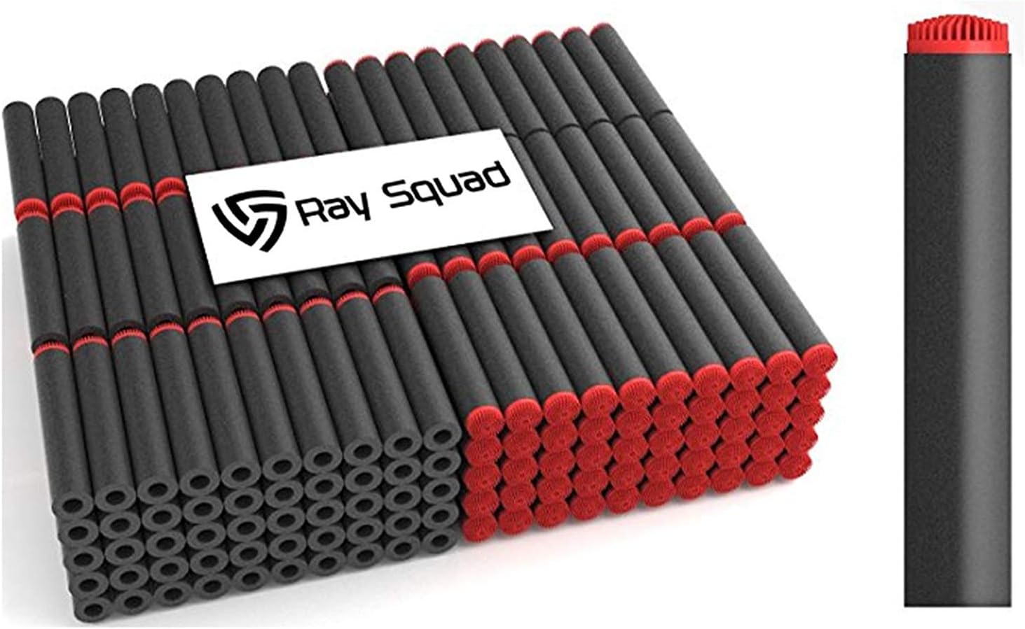 Ray Squad 300 Pack Black Foam with Red-Orange Tips Koosh Darts Nerf Compatible Darts Compatible with N-Strike Elite Series Blasters