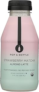 POP AND BOTTLE Organic Strawberry Matcha Almond Latte, 11 FZ
