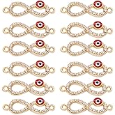 Evil Eyes Connector Charms, 30Pcs Infinity Symbol Rhinestones DIY Handmade for Evil Eye Charm Pendant Jewelry Making Necklace Bracelet Keychain Sweater Chain Decoration (Red Eye)