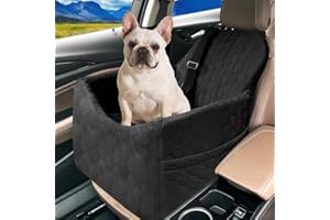 VDAMU Dog Car Seat for Small/Medium Dogs - Dog Booster Seat with Safety Straps & Non-Slip Base, Travel Pet Car Seat with Storage Pockets, Washable & Removable, Suitable for Dogs Under 35 lbs (Black)