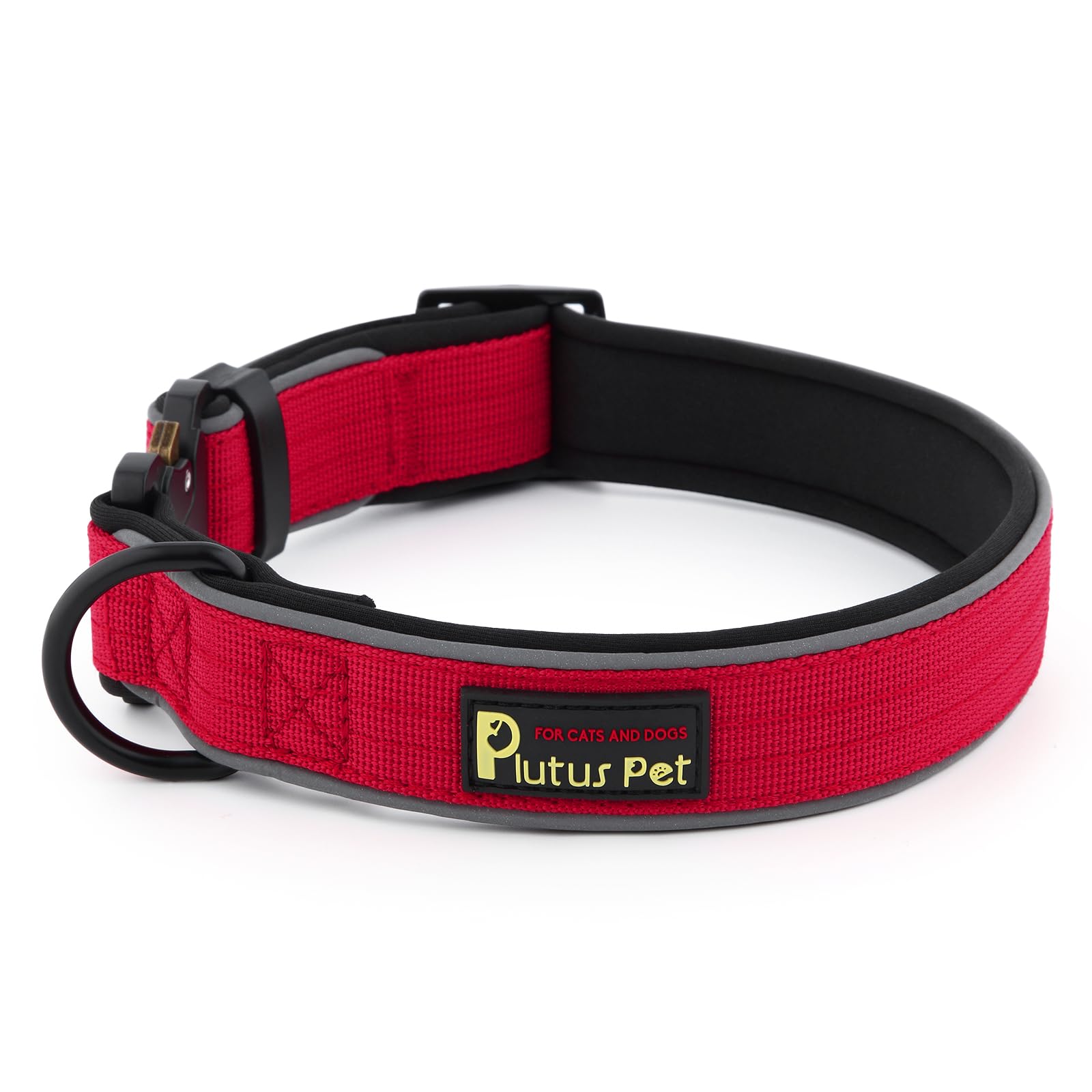 Plutus Pet Tactical Dog Collar, Reflective, Adjustable Heavy Duty Dog Collar, Soft Padded and Comfortable, for Small Medium and Large Dogs (Red, S) — image 1