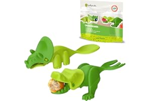 Jollycub® Interactive Toddler Utensils, Dino Chomperware™, Kids Silverware Set, BPA Free, Made in USA (Leafy Greens)