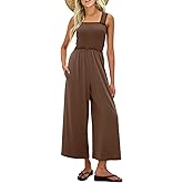 UNIANKIYA One Piece Sleeveless Square Neck Jumpsuits for Women Casual Wide Leg Long Pant Rompers Overalls Beach Vacation