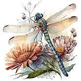 2PC Dragonfly 3D-Effect PVC Vinyl Sticker, 4.72"x5.12" Self-Adhesive Waterproof Decal for Car, Laptop, Truck, Motorcycle, Scratch Cover, Home Door Decor |BZ69