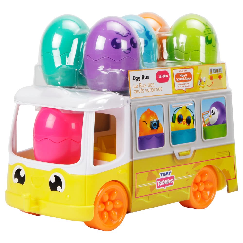Toomies TOMY Hide and Squeak Egg Bus Baby Toy, Educational Shape Sorter with Colours and Sound, Easter Toy for Babies, Baby Push-Along Toy for Toddlers, Baby Boys & Girls Aged 1, 2 & 3 Year Olds — image 1