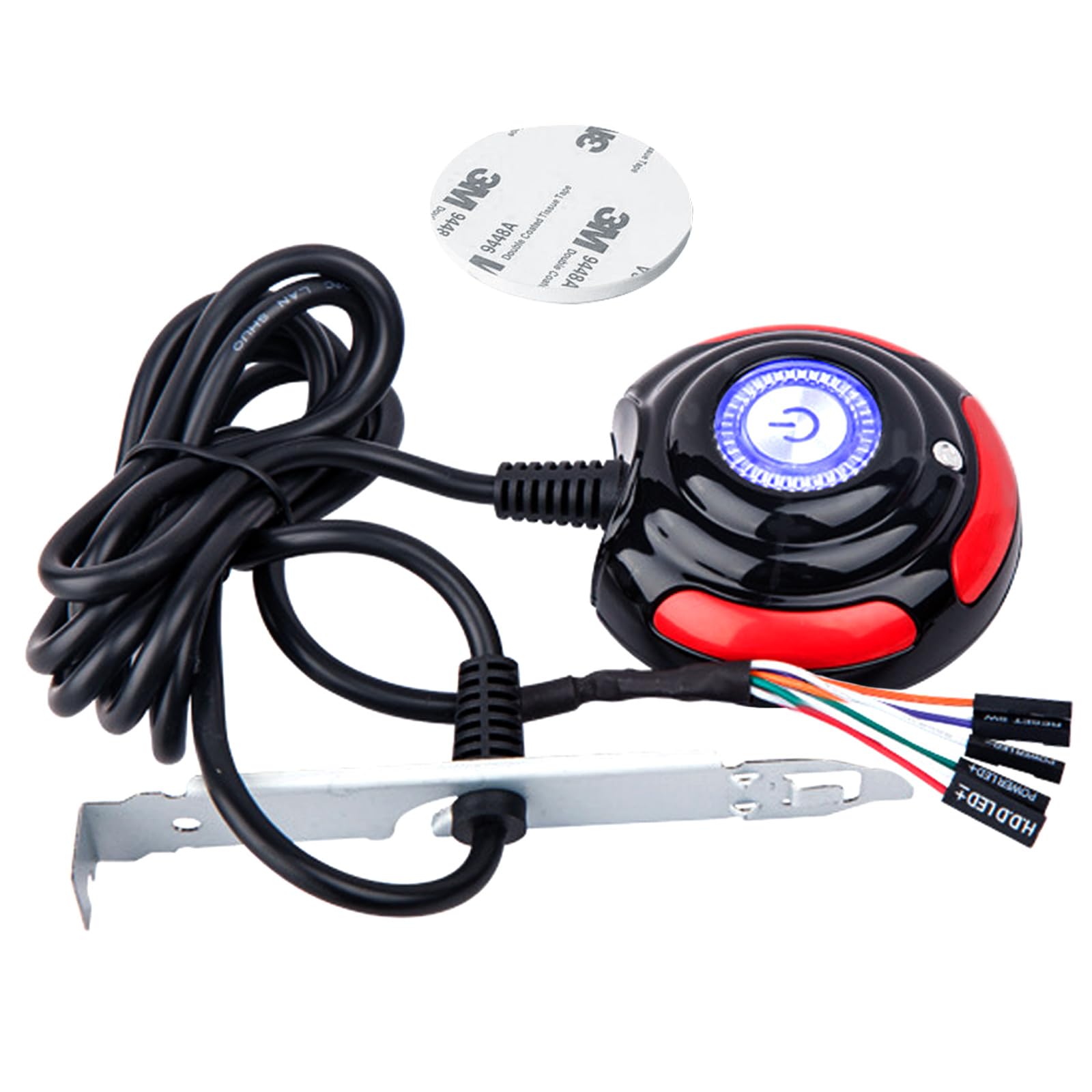 Copapa Red 1.7m(67") Cables Desktop PC Computer Case Power Supply Reset HDD Button Switch White Blue LED Lights (Red)