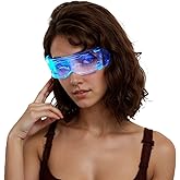 STEHEALTH Led Glasses：Futuristic Cyberpunk Light up Sunglasses,Bilateral Controllable Goggles for Glow in The Dark Glasses