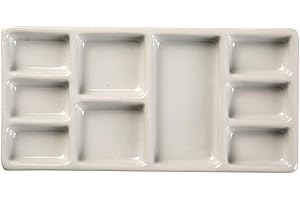 MEEDEN 9-Well News Ceramic Rectangle Artist Paint Palette for Watercolor Gouache Acrylic Oil Painting, 6-4/5 by 3-1/3-Inch