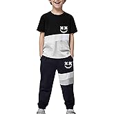 Vitalique Size 5-13 Years Boys Summer/Spring Outfits Set Short Sleeve T-Shirt & Pants Kids Boys Fall Fashion Clothes Sets