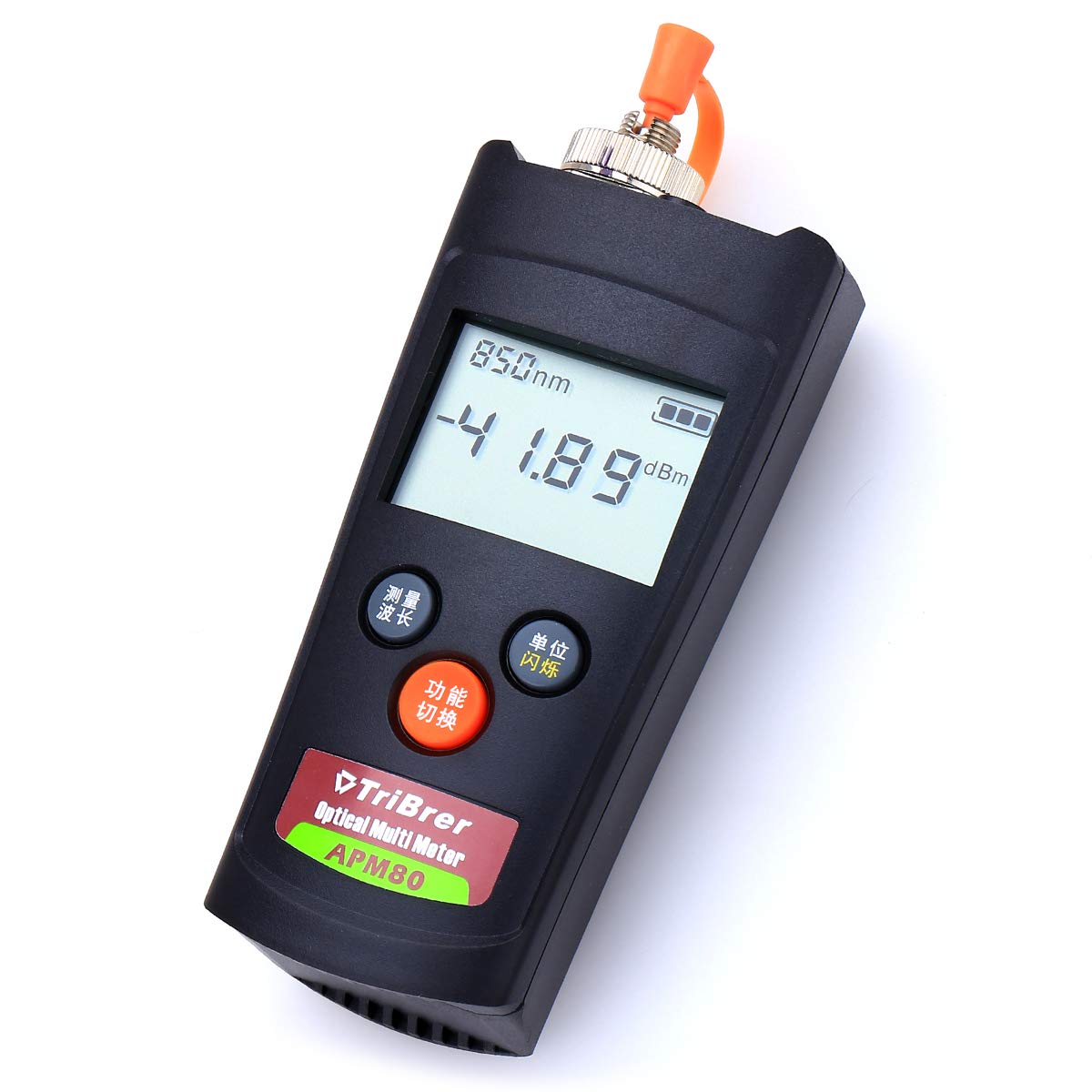 FTTH Handheld Optical Power Meter High Precision APM80T Miniature Fiber Cable Tester Measuring Wavelength 850/980/1300/1310/1490/1550 for Optical Fiber Communication Engineering